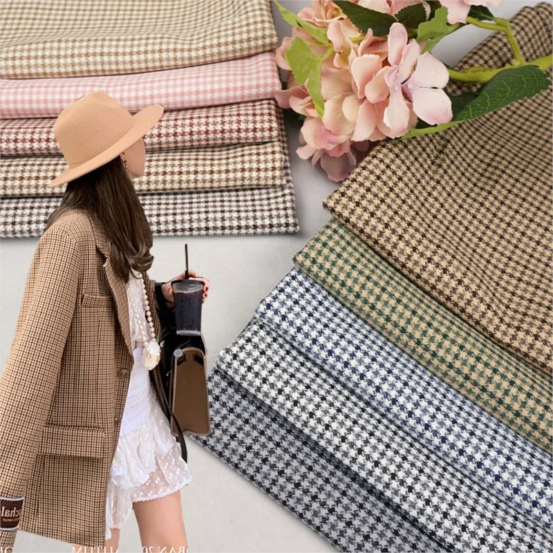 

Spring and Autumn Suit Polyester Yarn-Dyed Japanese Korean Small Houndstooth Fashion Trench Coat Uniform