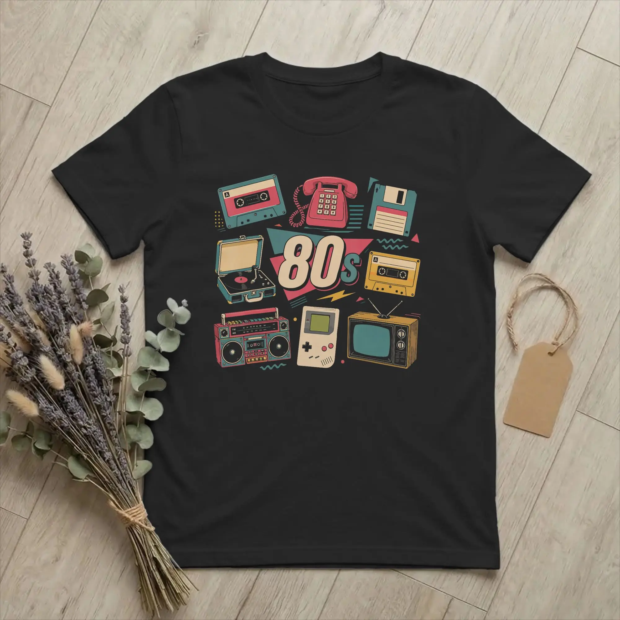 80s Retro Cassette Tape Boombox Game Men T Shirts Vintage Novelty Tees Short Sleeve Round Neck T-Shirts Cotton Print merchandise
