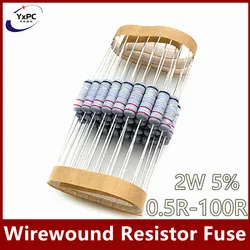 20pcs 2 5% W Wirewound Resistor Fusível 0.05R 0.1R 0.15R 1R 2.2R 4.7R 5.1R 10R 20R 22R 47R 51R 100R 0.1 0.22 0.33 0.47 0.5 ohm 1