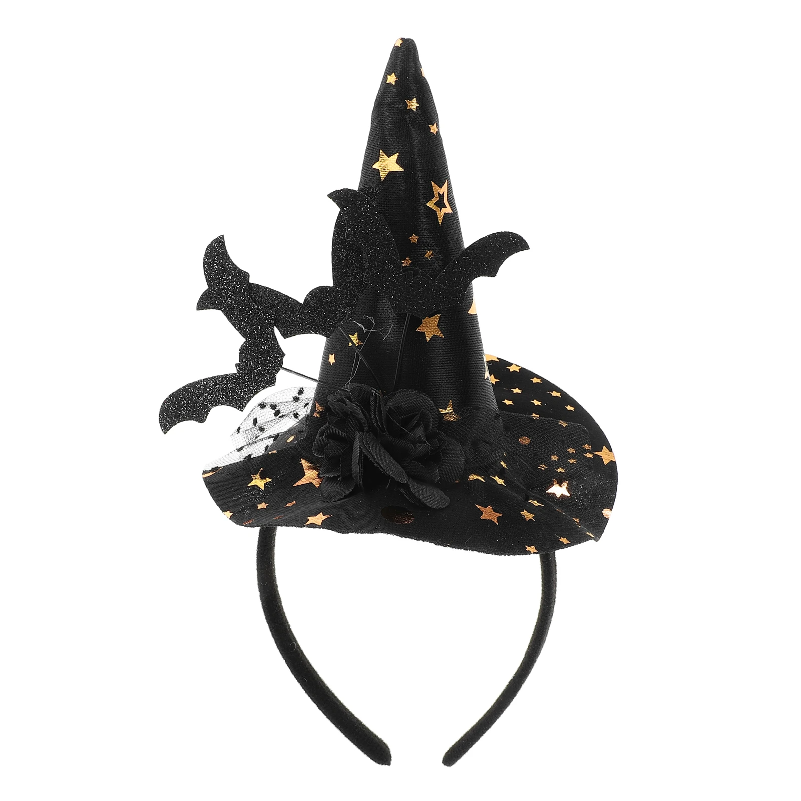 1pcs Witch Hat Headband Black Lace Halloween Party Accessory For Women Girls Costume Dress Up Event Decor Masquerade