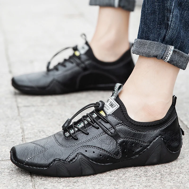 Leather Casual Sneakers for Men Driving Shoes 2024 New Fashion In Waterproof Men Doug Luxury Dress Loafers Shoes Footwear 