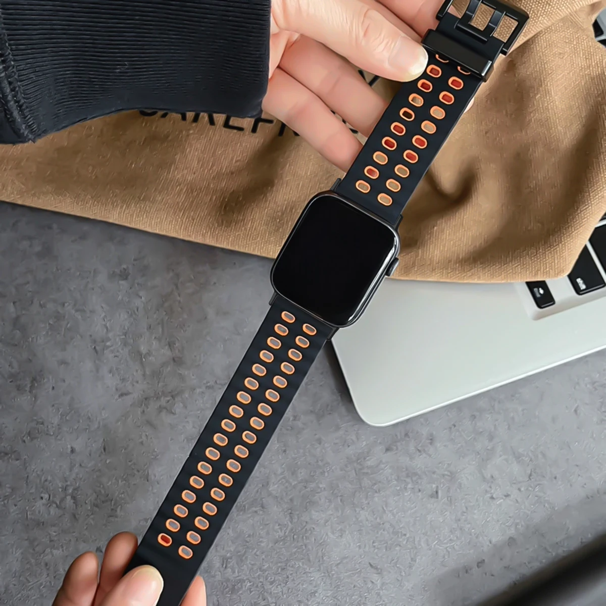 المحيط سيليكون حزام ل أبل الترا 2 3 49 مللي متر الفرقة تنفس سوار iWatch سلسلة 11/10 46 مللي متر 9 8 7 6 SE 45 مللي متر 44 مللي متر حزام #5