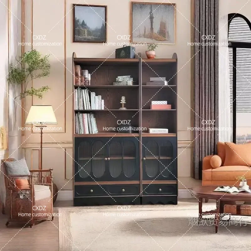 Retro Floor to Ceiling Bookcase Multi Functional Storage Display Shelf for Living Room Bedroom Study Wall Cabinet Combination