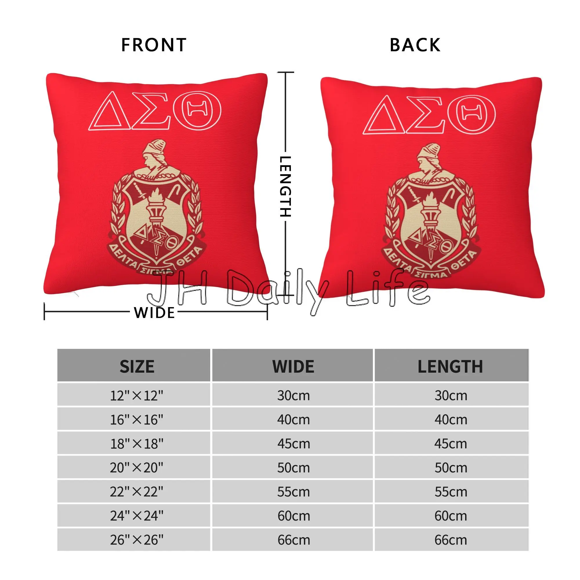 Delta Sigma Theta Sorority Print Throw Pillow Cover Pillowcase Gift for Girls Women Cushion Cover for Couch Bed Car 18x18 Inch