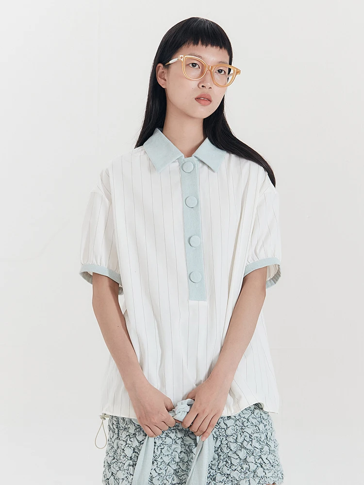 

f Made Denim Ne Striped ort Sve T-irt Women's Commute Sle Cotton Spring Season ort Length Color