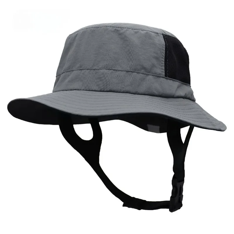 Beach Surf Cap Mesh Breathable Sun Hat UPF50+ Summer Outdoor Fishing Cap Chin Adjustable Bucket Hat Water Sport Cap