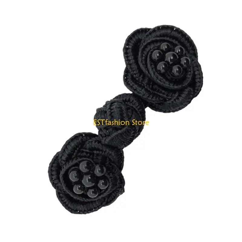 Y5GC Chinese Knot Button Cardigan Rose Pearl/Crystal Buttons Knot Fastener Suit DIY Handmade Crafts Clothing Accessory - Detail 1