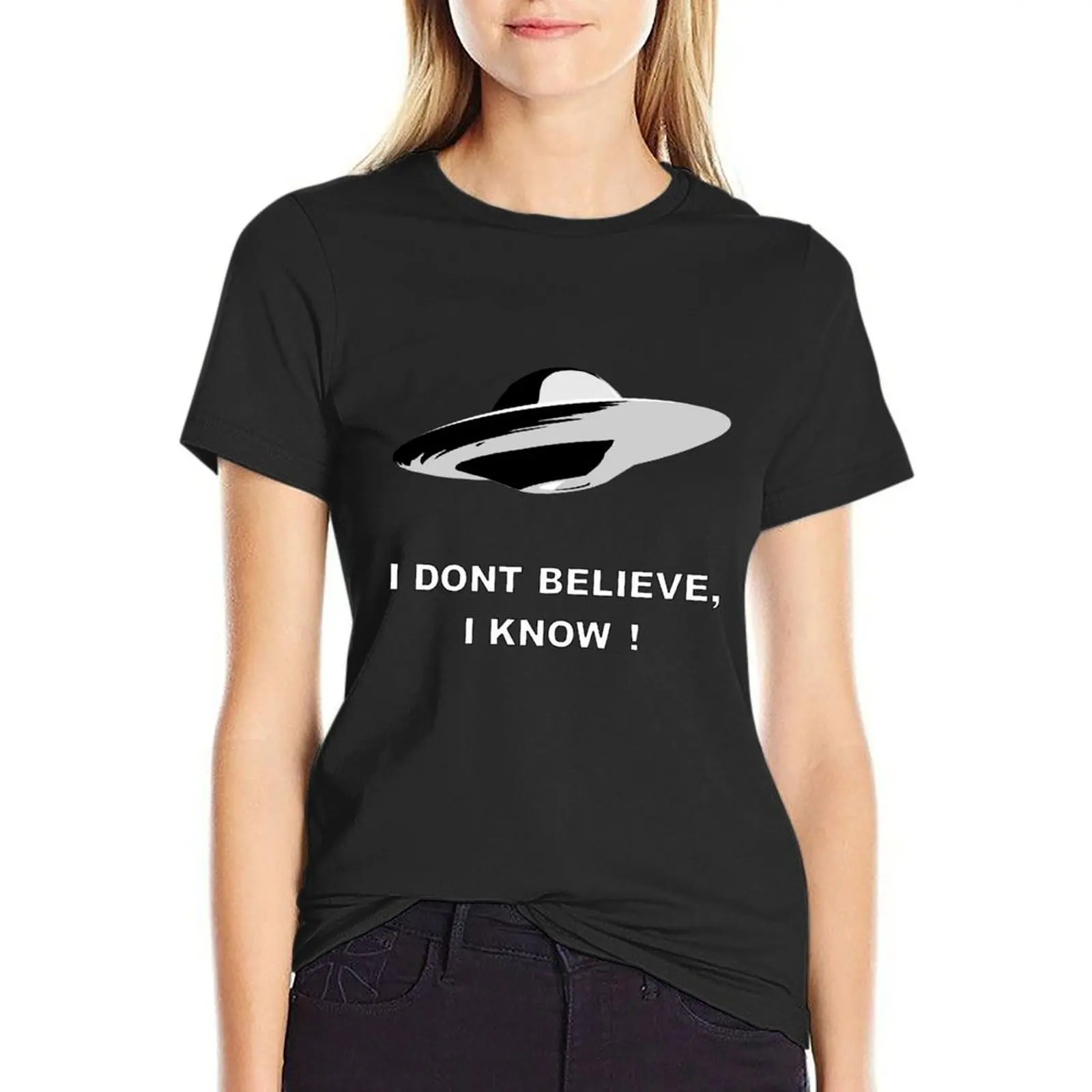 I Know ! T-Shirt hippie clothes funny tops black t shirts for Women