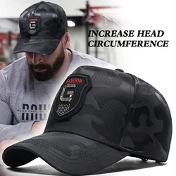 Gorra de béisbol con visera para hombre, gorro de camuflaje con corona alta y circunferencia de cabeza grande, deportiva, Fitness, para sudar, para correr