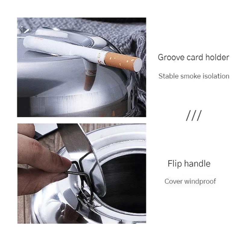 Ashtray Stainless Steel Simple Modern Outdoor Cigarettes Tray for Patio Tabletop Office Home Bedroom Decoration Gifts