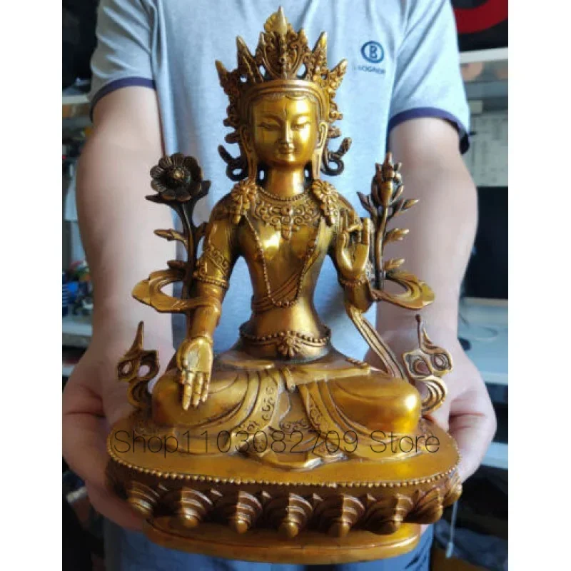 11 "bronze dourado buda branco tara estátua antigo templo deus bodhisattva budismo