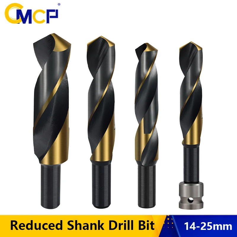 

CMCP 1pc Round Shank Reduced HSS Twist Drill Bit Metal Hole Drilling Bit 14/16/18/20/22/25mm for Woodworking Carpentry Tools