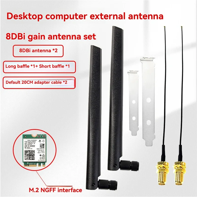 Tarjeta ABGI-BE202 Wifi7 + antena 2X8db 2,4/5/6G triple banda 5374M tarjeta Wifi Gigabit Bluetooth 5,4