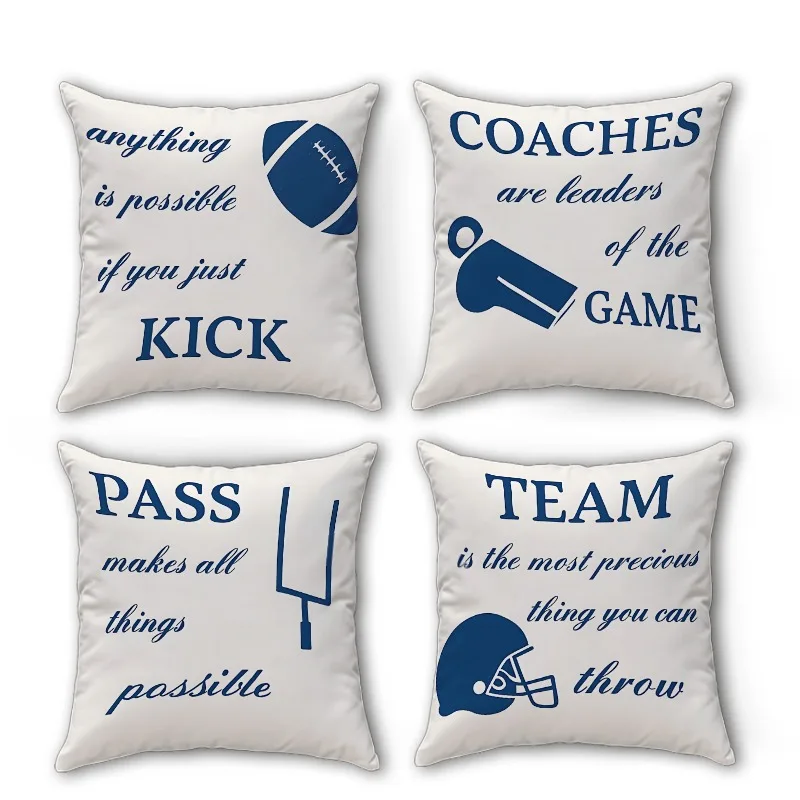 

Вдохновляющая наволочка с футбольной тематикой, "KICK" "PASS" "TEAM" Спортивная декоративная наволочка для домашнего дивана, спальни