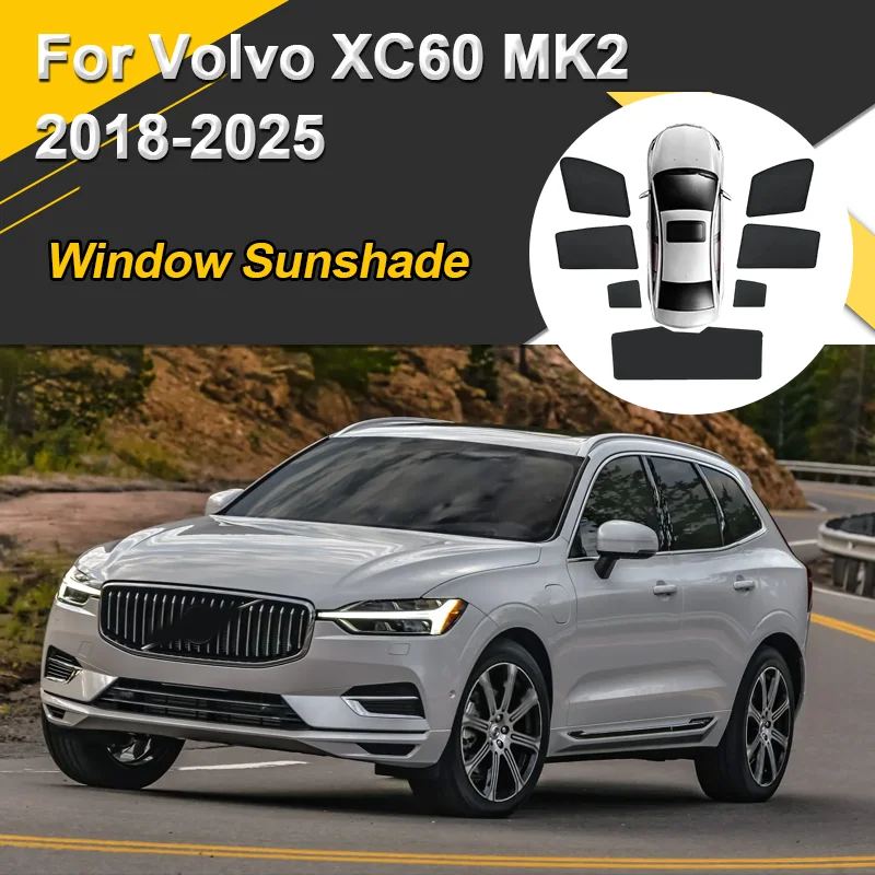 

Car Sun Shades For Volvo XC60 MK2 2018 2019 2020-2025 Sunshades Magnetic Heat insulation Window Curtain Mesh Visor Accessories