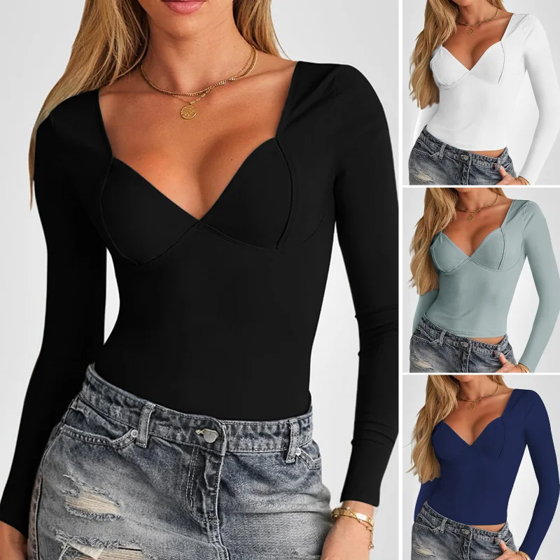 

Women'S V-Neck Slim Fit Base Long Sleeved Top