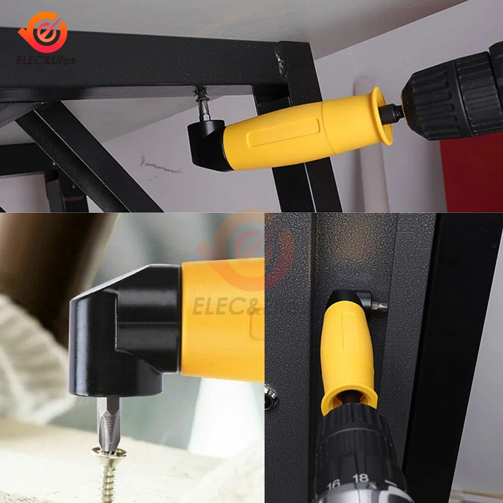 1Pcs 90 Degree Yellow Extended Corner Hexagonal Handle Tool Right Angle Screwdriver Connecting Rod Electric Tool Accessory