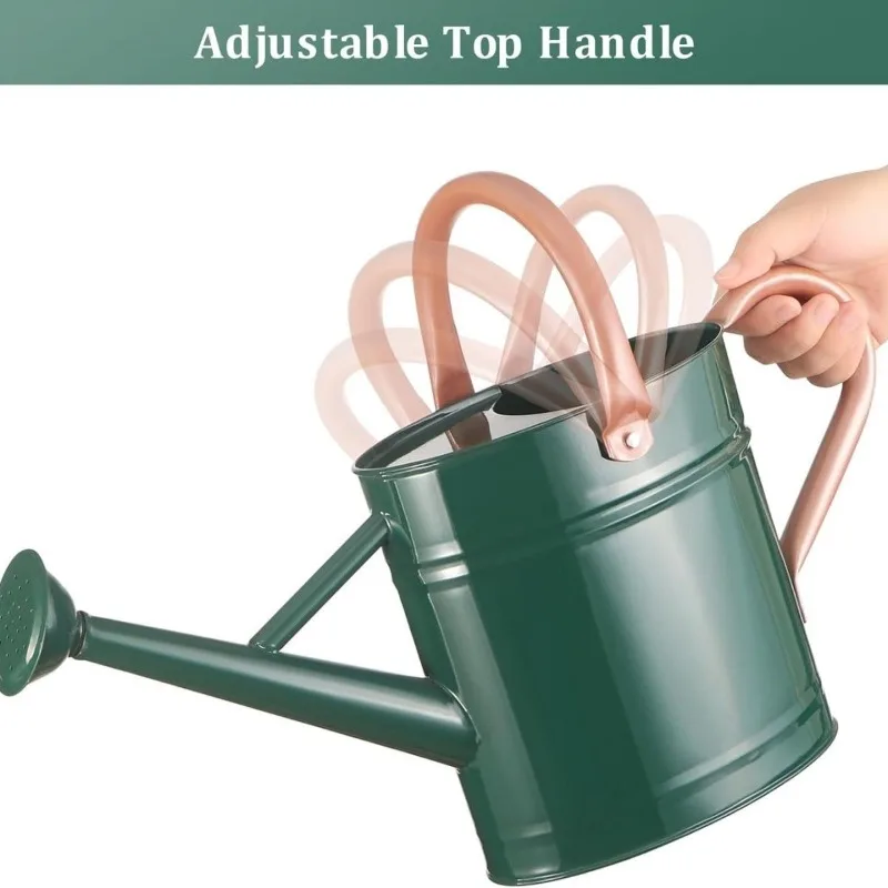 1 Gallon Metal Watering Can with Removable Spout,  Galvanized Steel Iron Can with Embossed Design for Indoor and Outdoor Plants