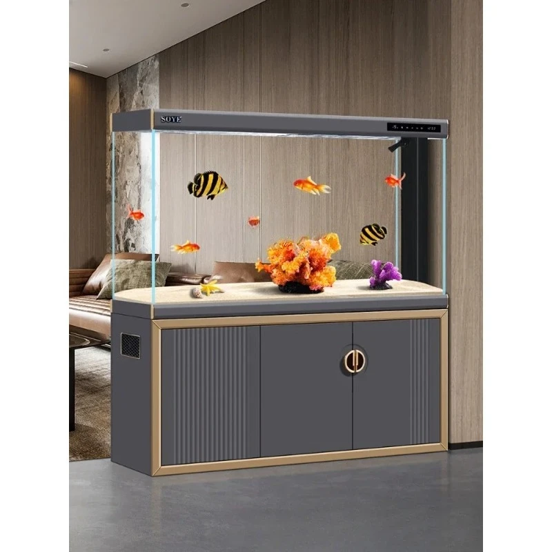 Fish Tank Living Room Large New Ecological Intelligence Aquarium Super White Bottom Filter Hallway Screen Home