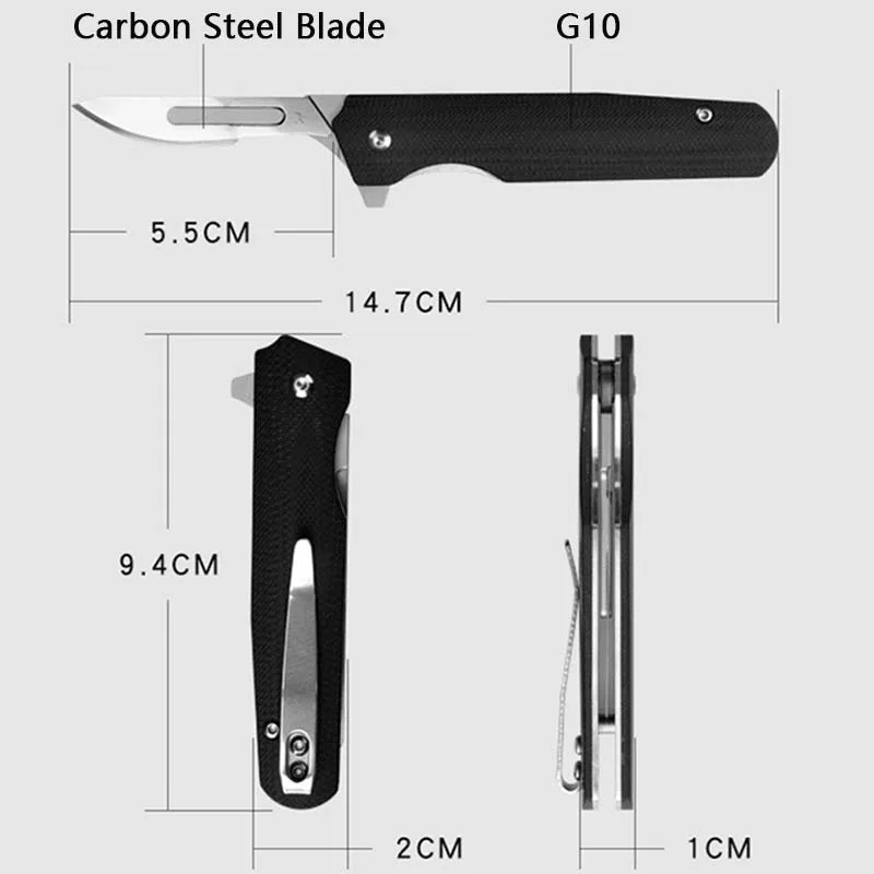 G10 Складной нож-скальпель Быстро открывающийся медицинский складной нож EDC Открытый распаковочный карманный нож с 10 лезвиями
