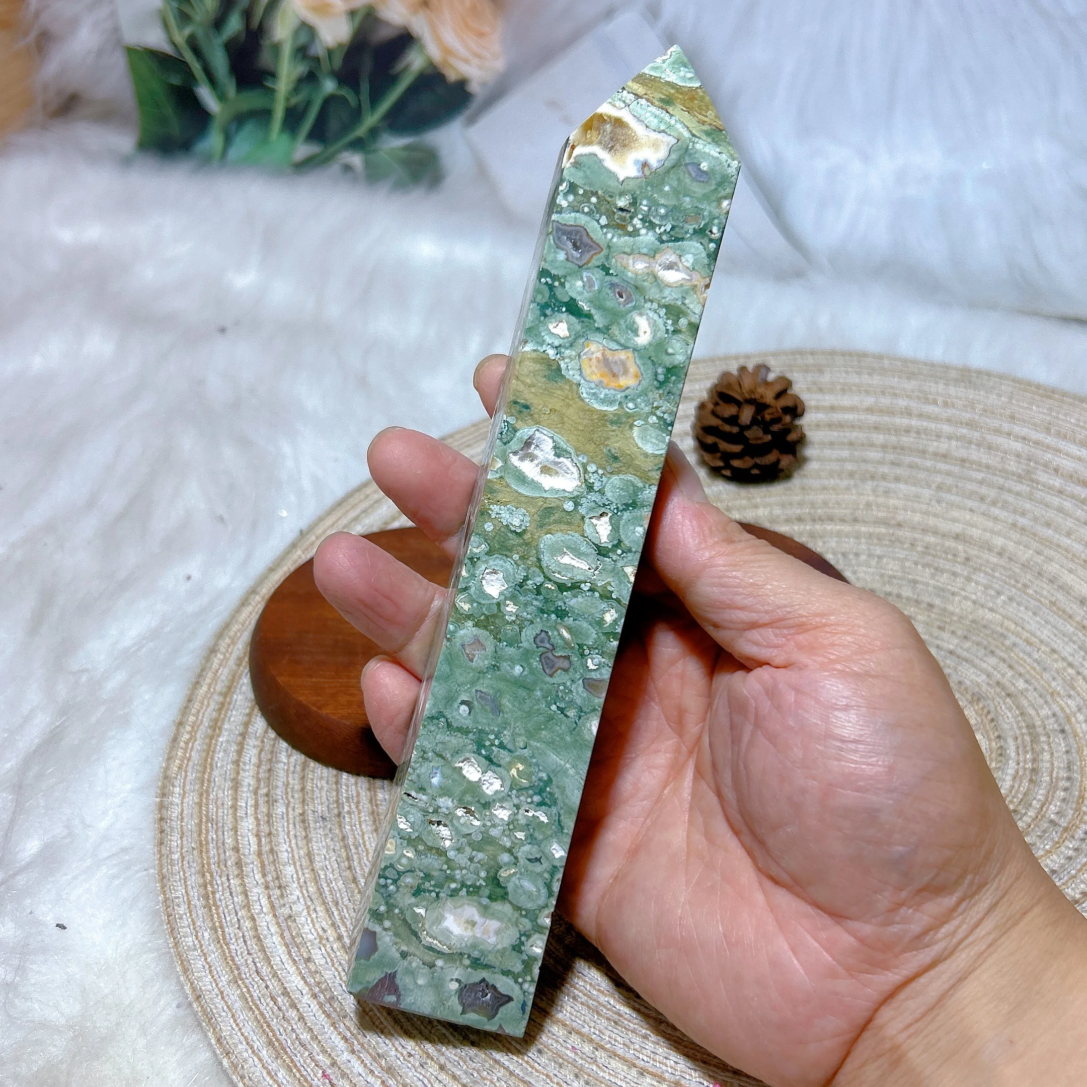 

Healing Natural Crystal Rainforest Jasper Big Tower Mineral High Quality Ore Home Decorations Reiki Ornament Room Decor Gift