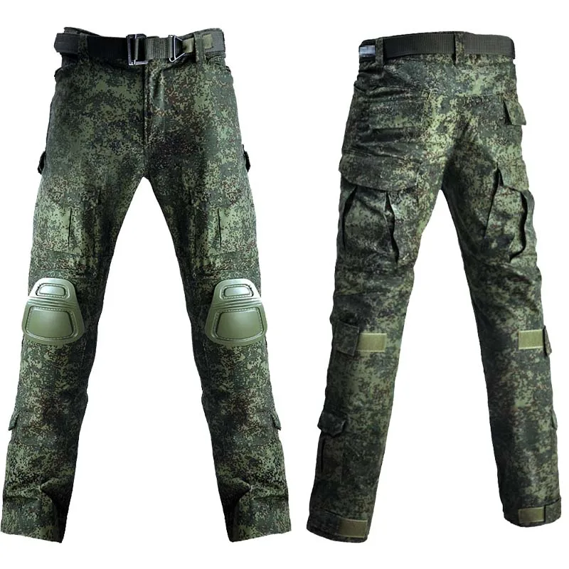 Russian CP Men Combat Pants + Pads Airsoft Tactical Cargo Trousers Camo Trekking Hunting Clothes wear-resisting