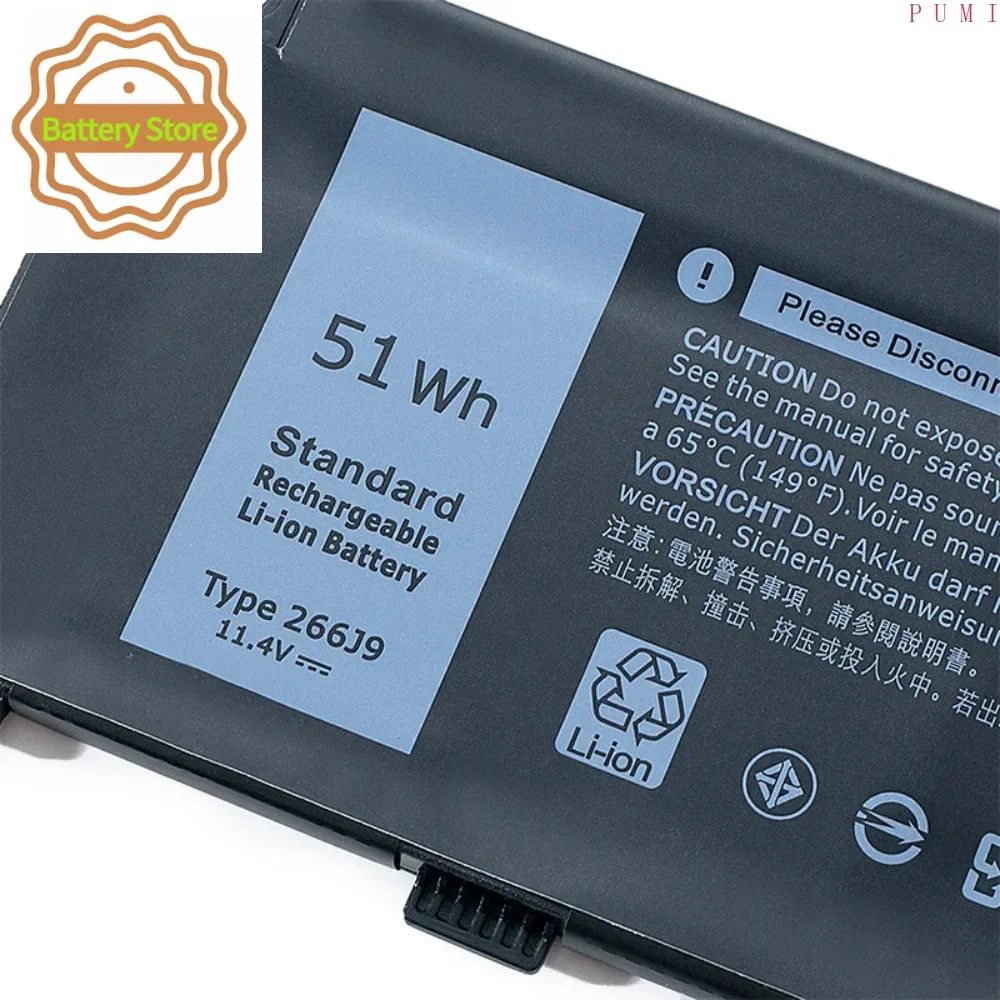 266J9 Laptop Battery For Dell G3 15 3590 3500 G5 15 5500 5505 Inspiron 14 5490 Series M4GWP PN1VN 0PN1VN 11.4V 51Wh