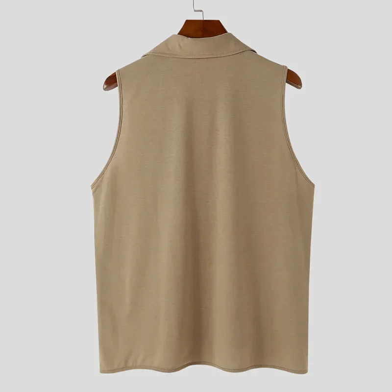 Joker Loose Casual Vest Male Summer New Sleeveless Lapel Vest Mens Top