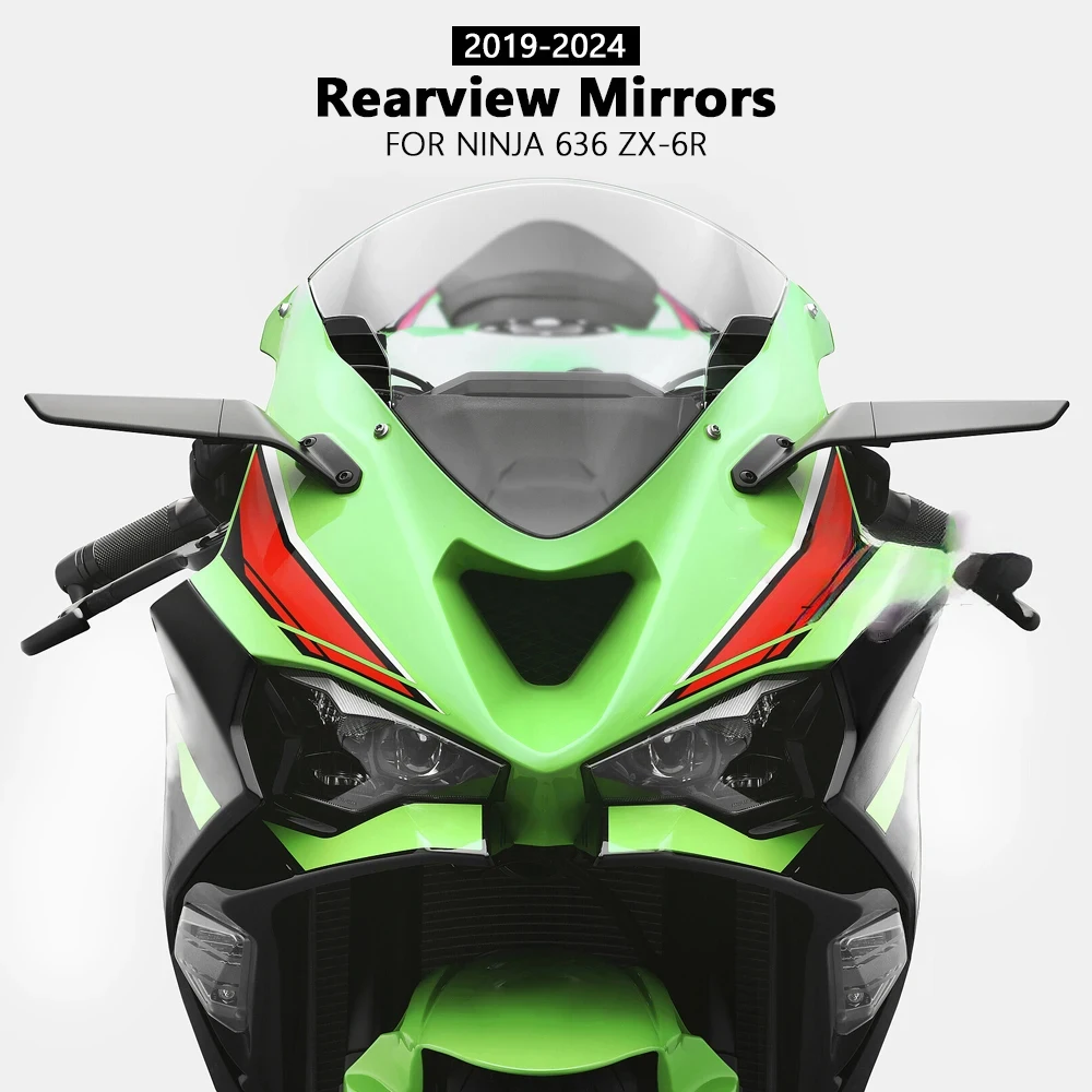 For Kawasaki NINJA 636 ZX-6R ZX 6R ZX6R 2019-2024 Motorcycle Mirror Blue Anti-glare Wind Wing Rotating Rearview Mirror Kit