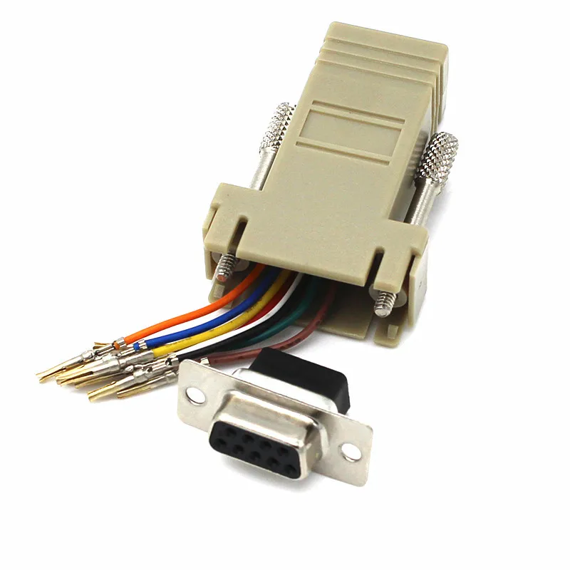 High Quality DB9 Female to RJ45 Female DB9 to RJ45 Adapter Connector rs232 modular cab-9as-fdte to rj45 db9 for Computer