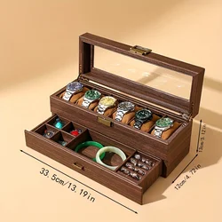 6 Slot Double Deck Antique Watch and Jewelry Storage Case for Watches Accessories and Collectibles - Ideal Gift Jewelry  Display