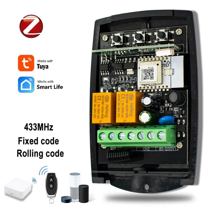 A92Z Garage Door Receiver Garage Door Controller 2CH 433 Receiver Fixed Rolling Code Controller Works
