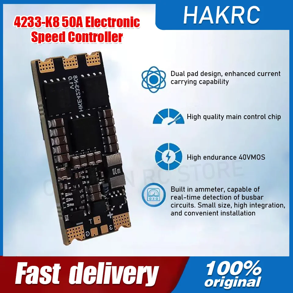 

HAKRC 4233-K8 50A 8S ESC Lipo Low Heat Generation High Efficiency Programmable LED Lights for FPV Racing Drones RC Drones
