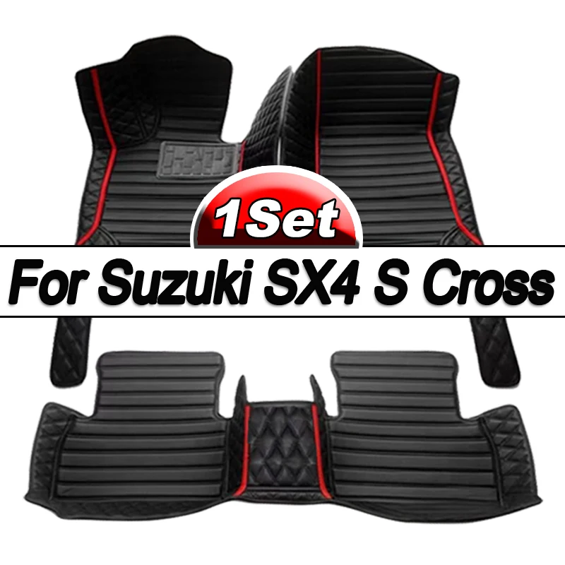 Custom Automotive Car Floor Mats For Suzuki SX4 S Cross 2020 2021 2022 Auto Luxury Leather Men Women Car Mats Full Coverage