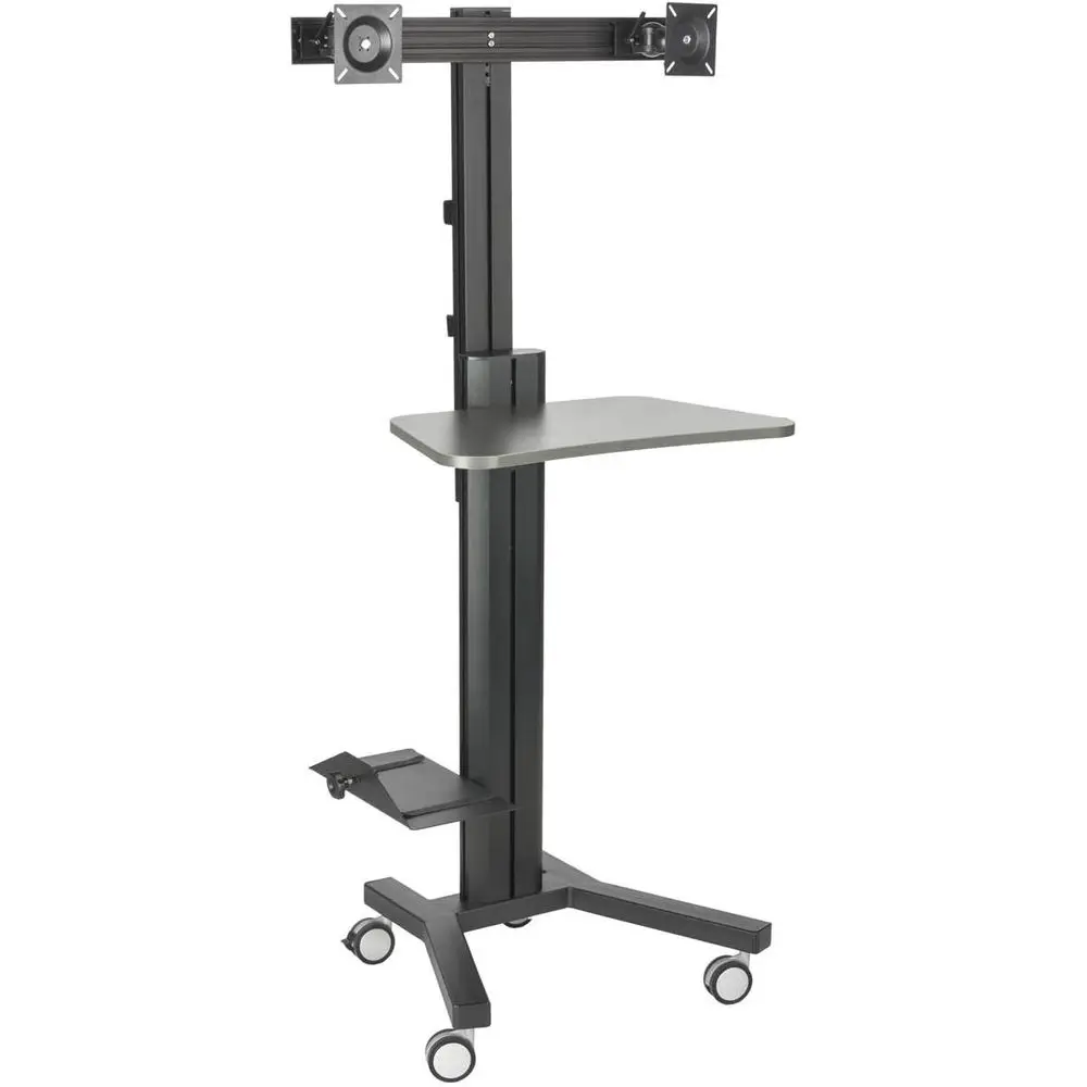 

Dual Monitor Stand with Locking Wheels and CPU Holder for Sit-Stand Workstation