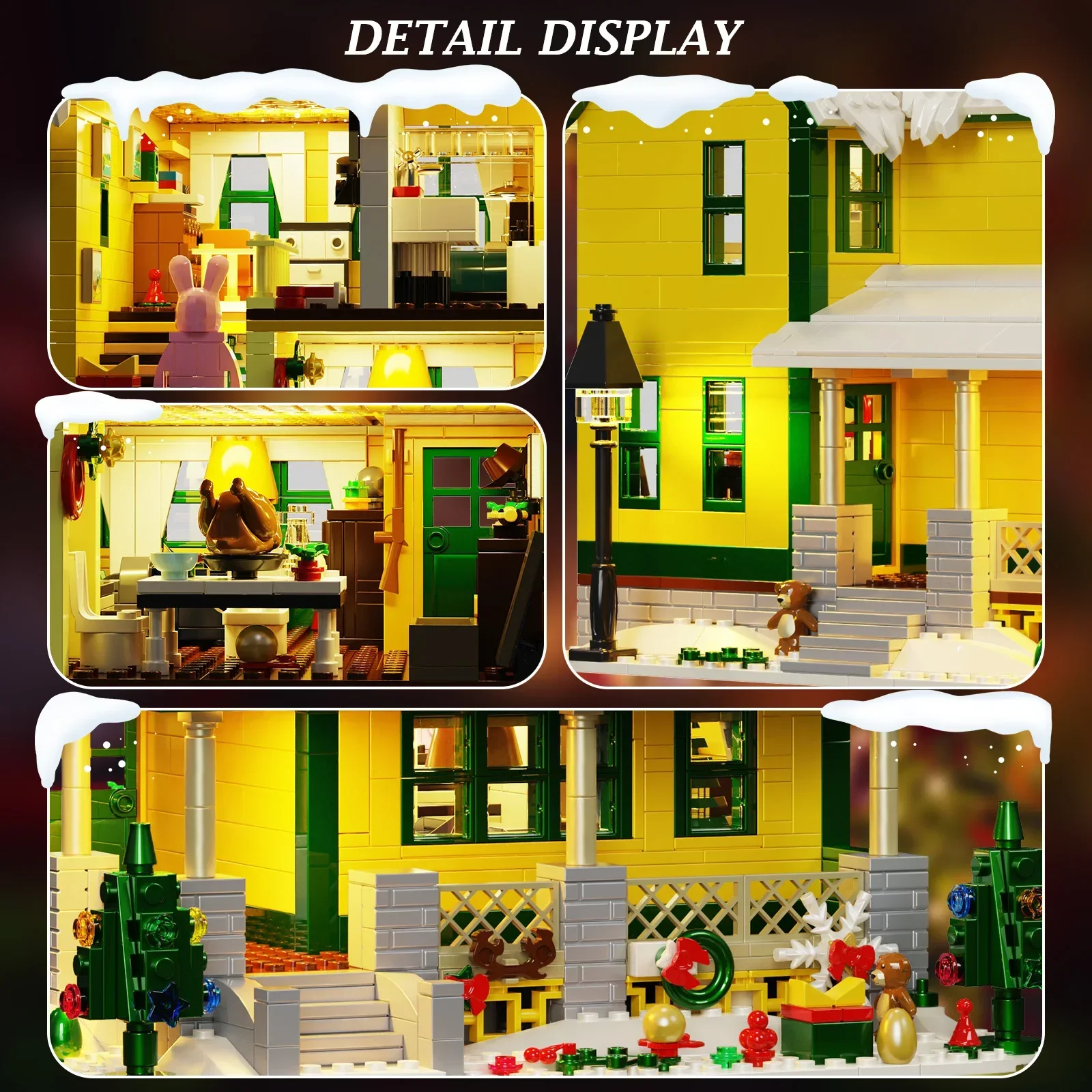 Winter Snowhouse Bricks Building Blocks Christmas Storys House Building Blocks Toy With LED Light Model Toys for Kids XMAS Gifts