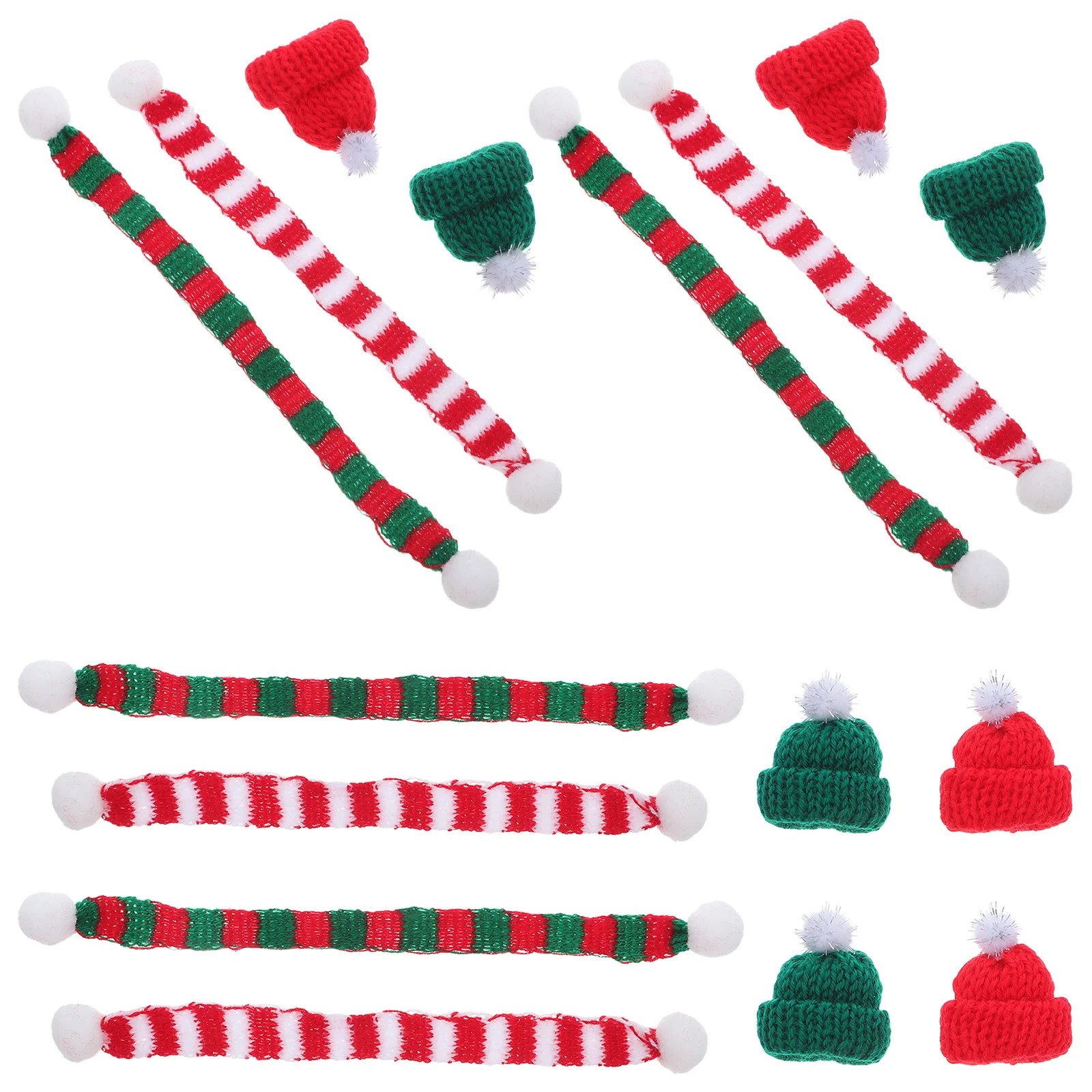 

48Pcs Mini Christmas Knit Hats Wine Bottle Covers DIY Craft Decorations Holiday Party Xmas Tree Ornaments Cat Collar