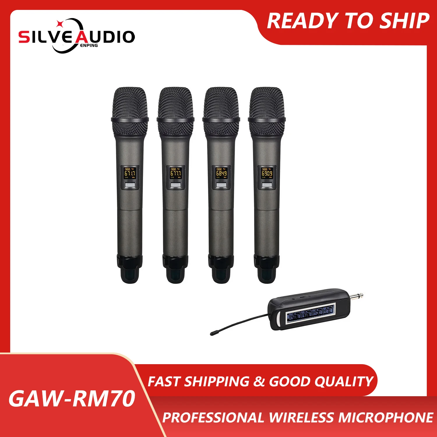 

GAW-RM70 Recordio Professional UHF Wireless Microphone Transmitter Receiver System Handheld Karaoke Microphone