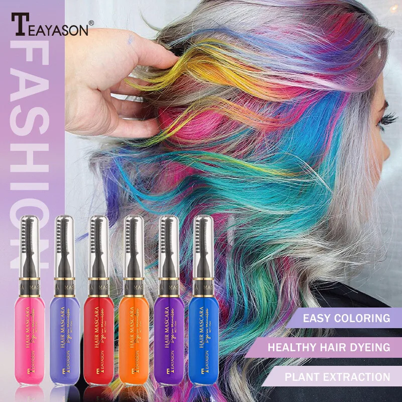 Disposable Washable Hair Color Mascara One‑off Temporary Hair Dye for Unisex Adult Men Teens Dry Damaged Frizzy Oily Curly Hair