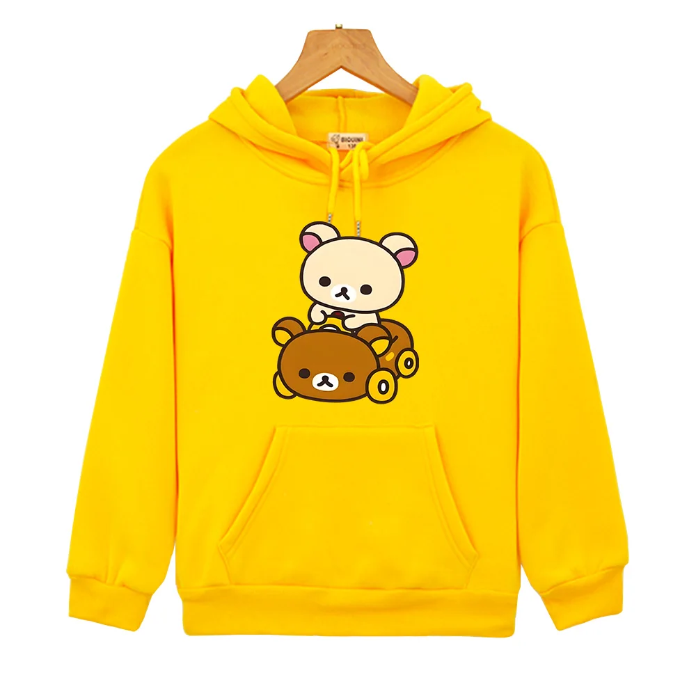 Rilakkuma Bear Cartoon Print Hoodies Girls Cute Animals Pattern Pink Sweatshirts Boys Clothes Kids Costumes Children Sudadera