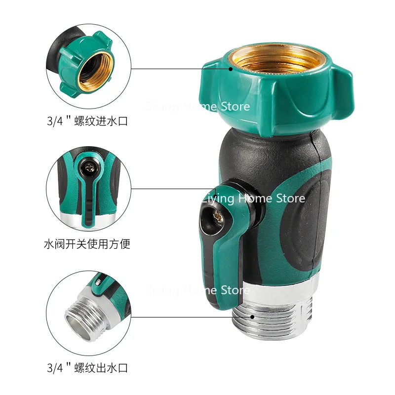 

Suitable for Meiya Metal Quick Connector, Single Ball Valve with Cap 3/4 Thread Gardening Irrigation Watering Sprinkler
