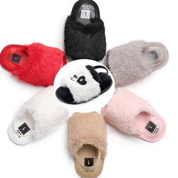 Baby Girls Shoes Newborn Soft Sole Baby Shoes Children Furry Elastic Antiskid Slippers Kids Fur Slides With Strap Walker Shoes