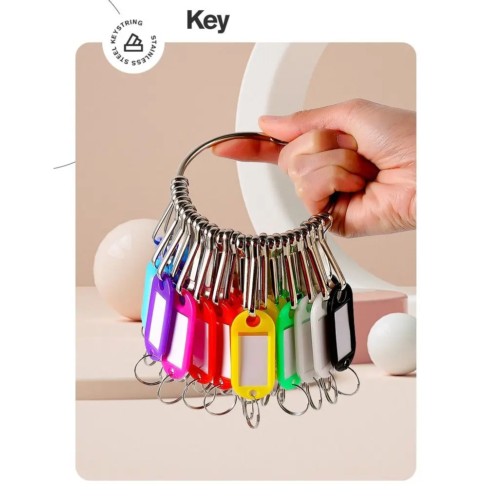 Pieces Transparent Window Key Ring Luggage Name Metal Split Chains Plastic Metal Split Rings Key Tags Number Plates Key Chains