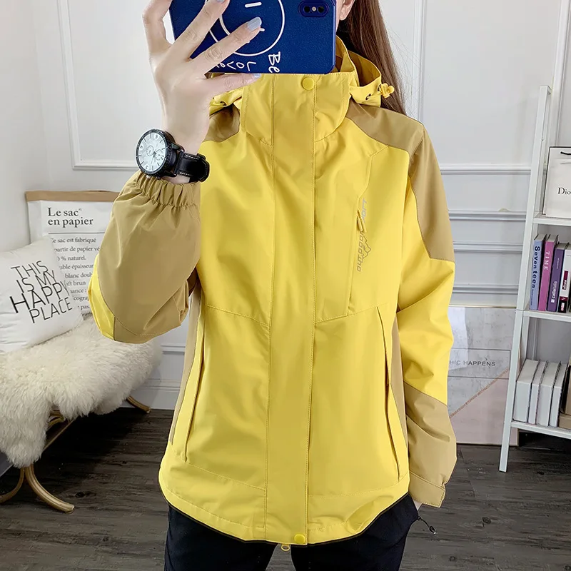 

Ski-wear, female winter 2023 new add wool triad removable outdoor sports clothing, men's windbreaker coat