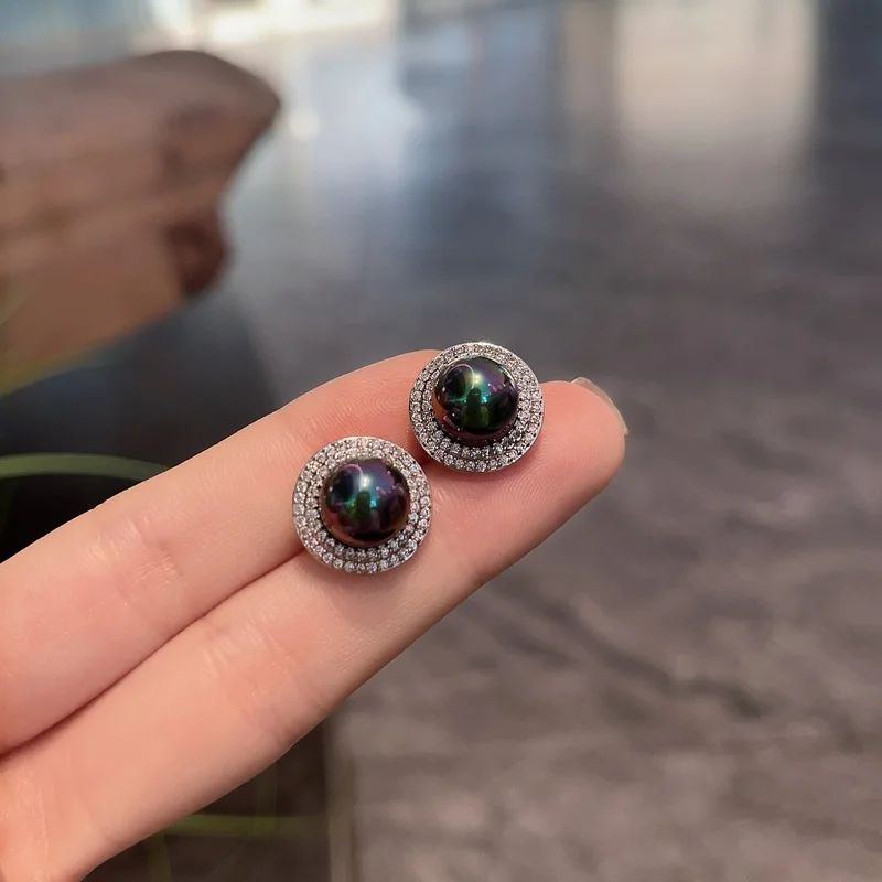 925 sterling silver imitation natural pearl earrings for women's high-end fashion temperament, generous temperament jewelry