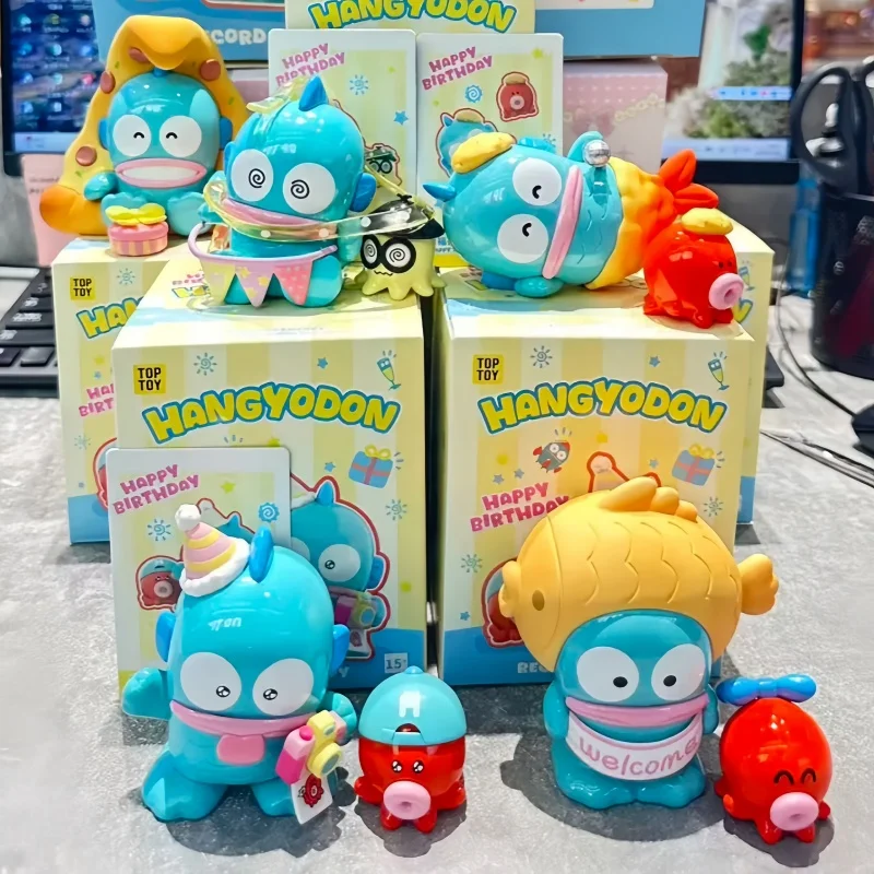 

New Hangyodon Happy Birthday Series Blind Box Toys - Trendy Collectible Figures Cute Desktop Ornaments For Birthday Kids Gifts
