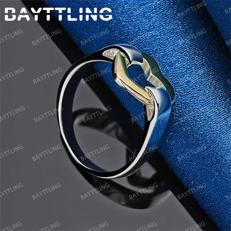 Exquisite 925 Sterling Silver Color-Blocked Heart Ring for Women, a Fashionable Wedding Party Gift, Jewelry Accessories
