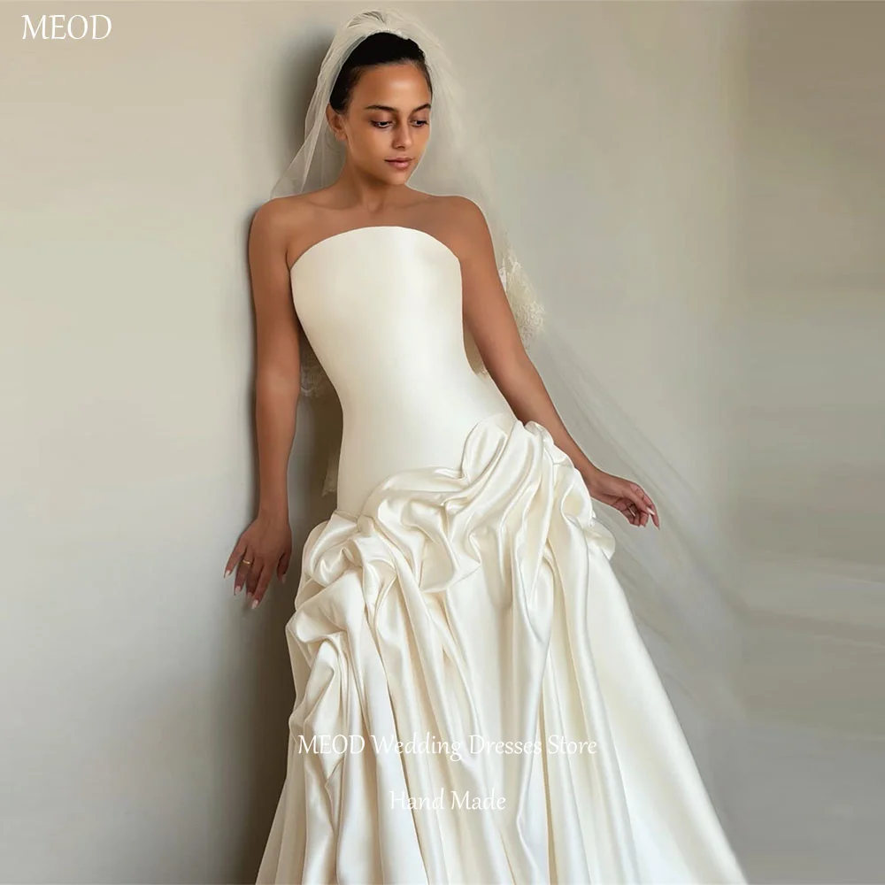 MEOD A Line Fashion Wedding Dresses Strapless Formal Vestidos De Novia Sleeveless Backless Vintage Novias Official Customized