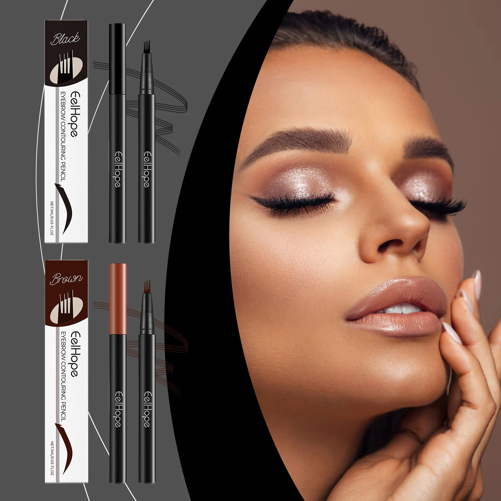 Matita per sopracciglia a 4 punti Lunga durata Impermeabile a prova di sudore Non sbavature Trucco Microblade Matita per sopracciglia ad alto pigmento Cosmetici