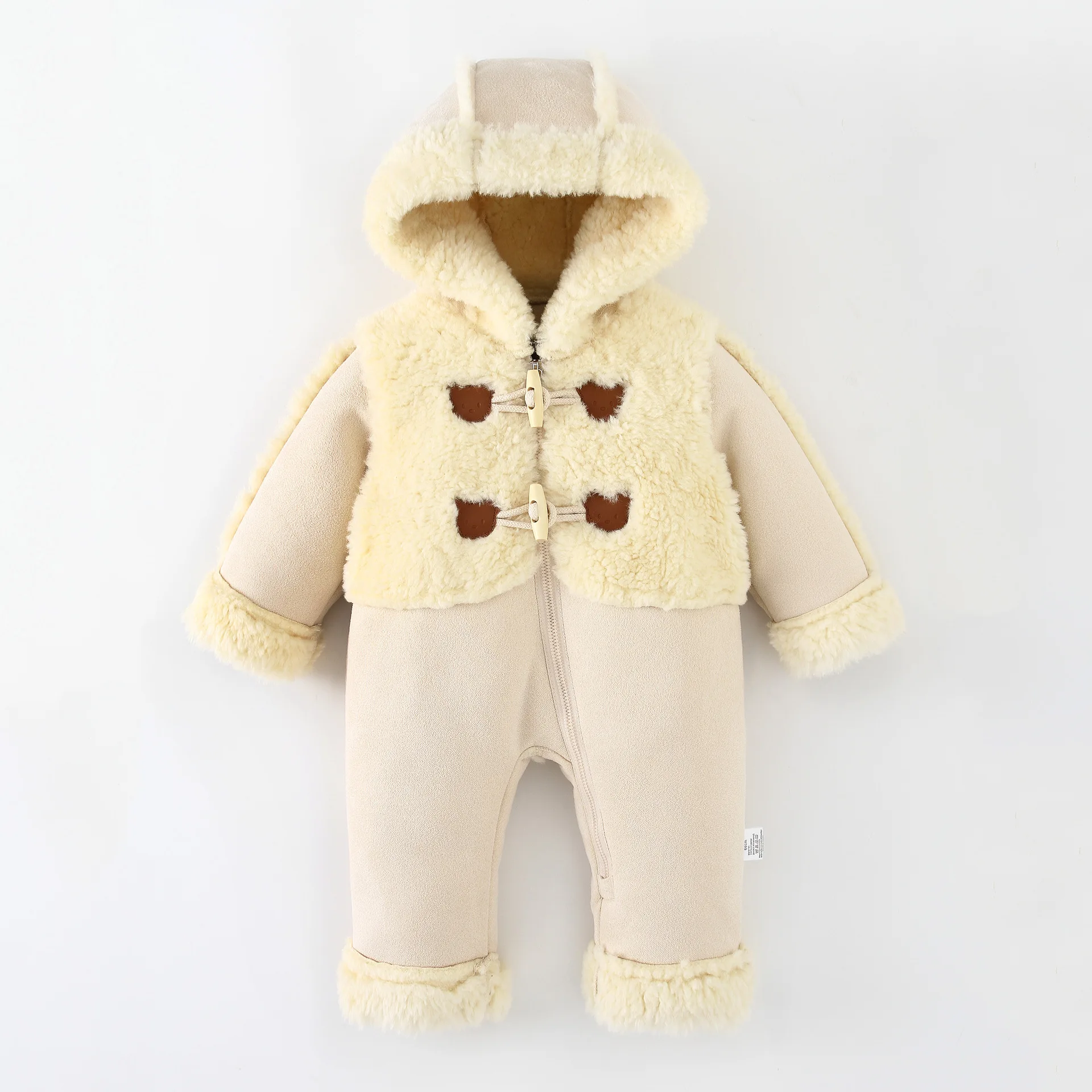 Baby Onesie Baby Hooded Climbing Clothes Autumn and Winter Fleece Jacket Clothes